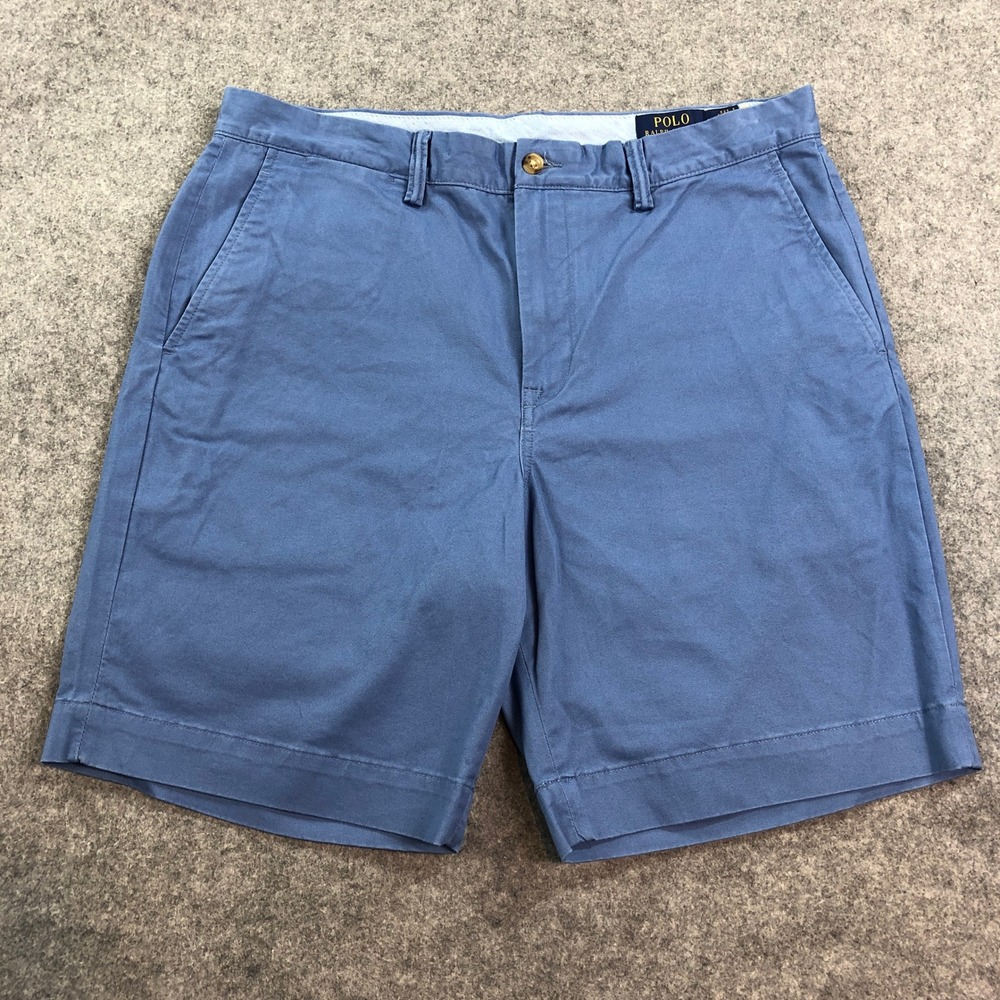 Polo Ralph Lauren The Polo Chino Mens Shorts 33 Blue Stretch Classic Fit 9"